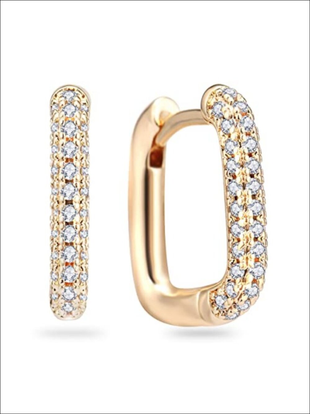 18K Gold Plated Cubic Zirconia U Shape Huggie Hoop Earrings Hypoallergenic